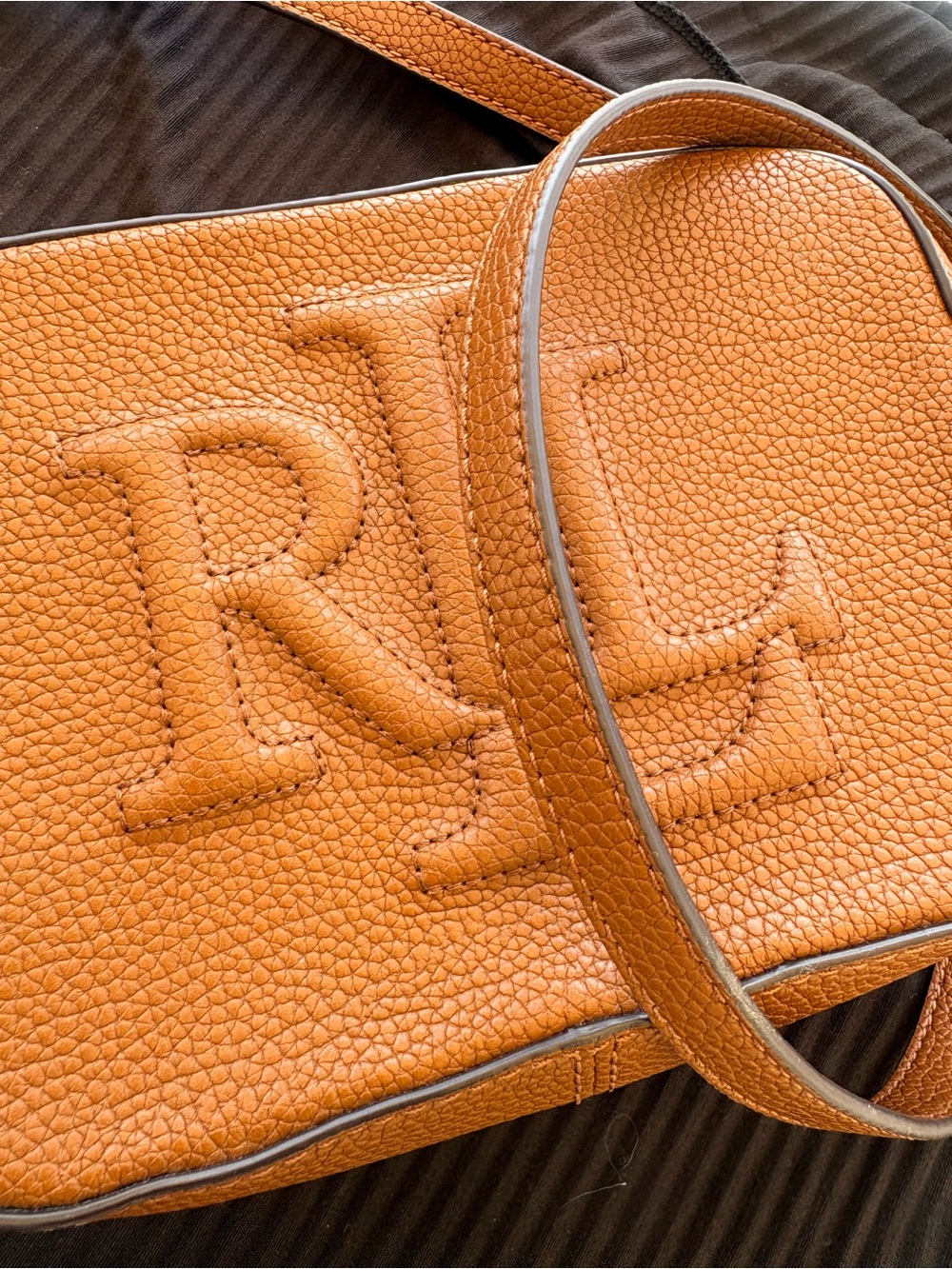 Ralph Lauren Tan RL Leather Crossbody Bag - Picture 2 of 8